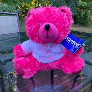 NWT Green Bay Packers hot pink, stuffed small teddy bear